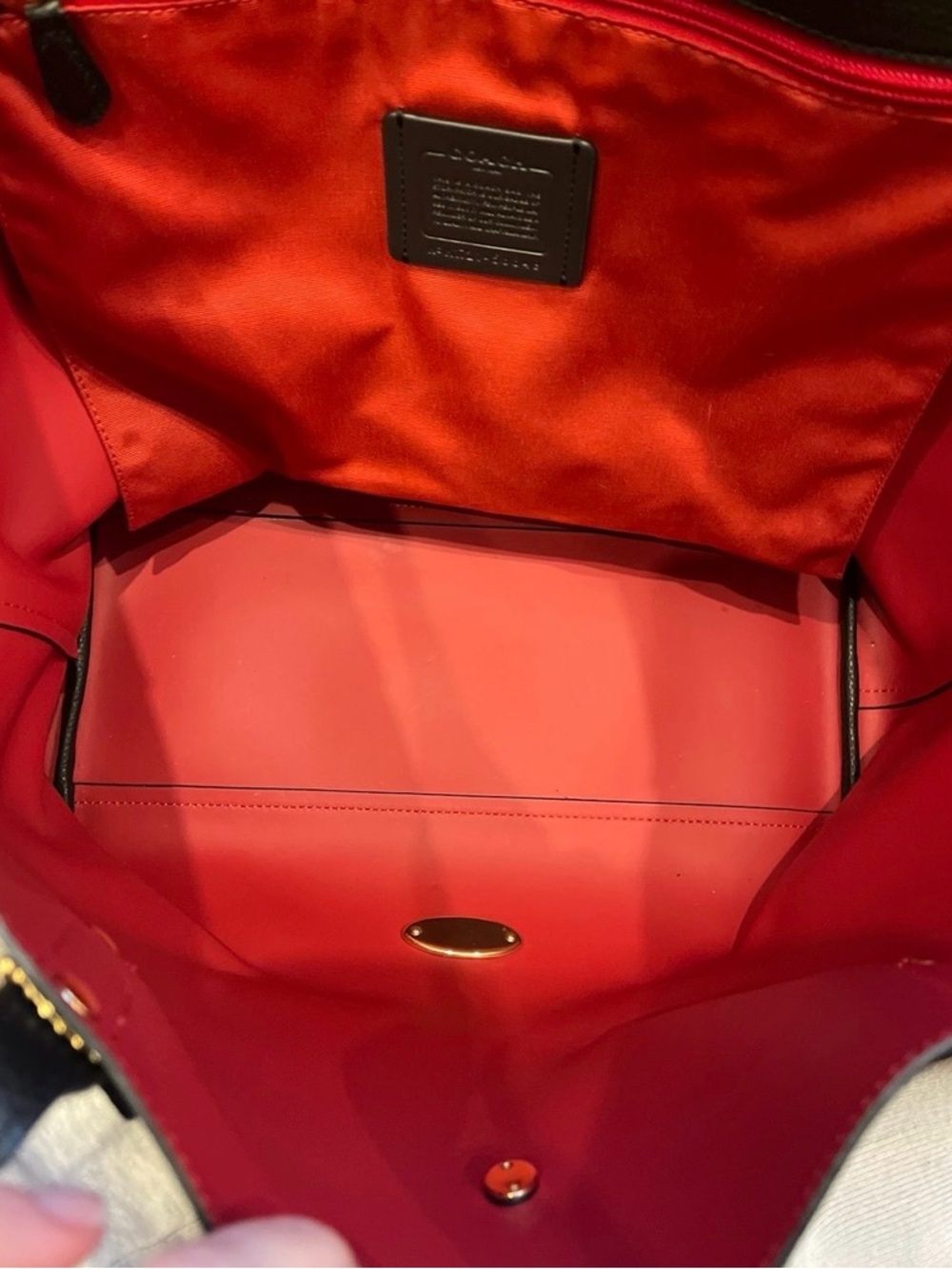 Coach Market Tote with Red Interior and Gold Hardware - Picture 3 of 4